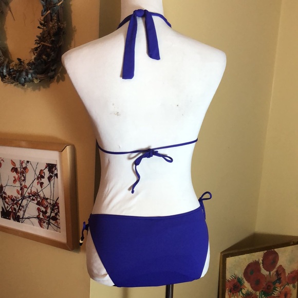 VTG Y2K RALPH LAUREN size XS Beaded Vivid Violet Padded Bra Triangle Bikini SEXY - Picture 4 of 11